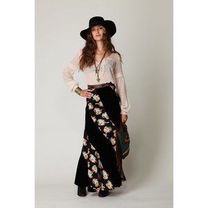 Free People Black Floral Maxi Skirt
